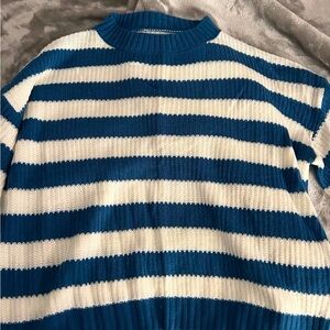 Blue and white striped sweater